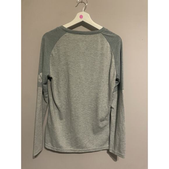 Adidas ClimaLite Longsleeve Women's Large Gray Light Green Warm Workout Shirt - Picture 5 of 6